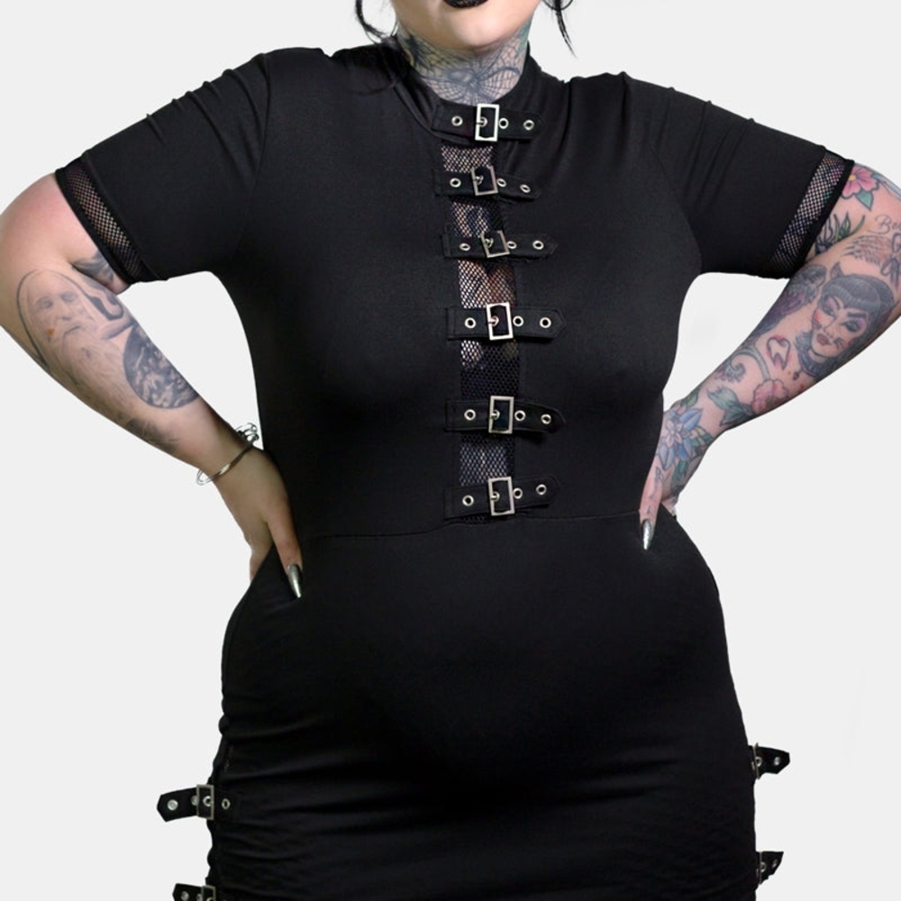 Forest Ink Black Buckle Detail Dress